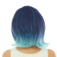 Perruque mi-longue avec frange - luxe - bleu